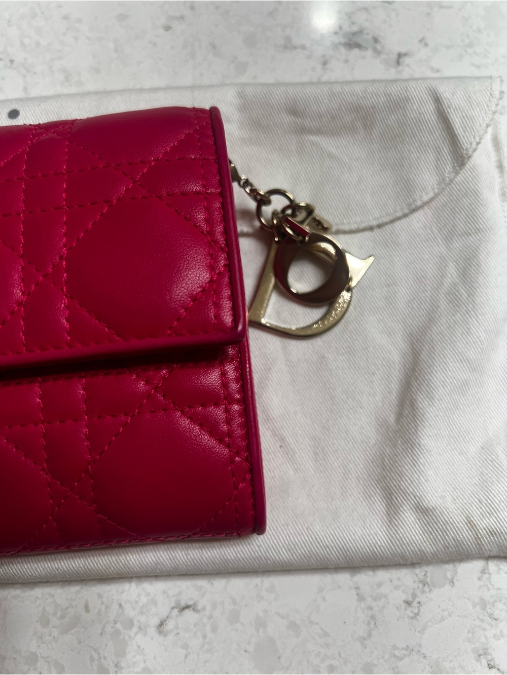 Dior Fuchsia Pink Quilted Leather Wallet on chain - Picture 4 of 10
